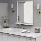 20"X24" Bathroom Wall Mirror with Shelf, White Bathroom Mirror for Wall, Rectang