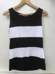 Philosophy Striped Sleeveless Tank Top Black White Striped Open Drape Back S