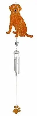 StealStreet SS-G-99440 Orange Golden Retriever Grey Hanging Paw Print Wind Chime