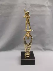 black marble block base die cast topper female softball trophy
