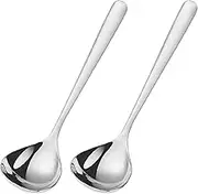 2 Pieces Mini Ladle Stainless Steel Soup Spoons Small Ladle for Sauce Gravy Ladle for Gravy Boat Serving Spoons Dishwasher Safe Metal Ladles for Cooking (Silver, One Size)