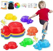 NZQXJXZ 6-Piece Balancing Stones for Kids, Turtle Stacking Stones, Balance Stones, Non-Slip River Stones, Promotes Balance and Coordination, Sensory Play Toy for 3-8 Years