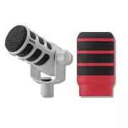Rode PodMic (White) Cardioid Dynamic Broadcast Mic with WS14 Red Pop Filter