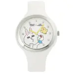 【HELLO KITTY】凱蒂貓 X LINE FRIENDS 限量聯名超萌兔兔手錶(白 KT063D)