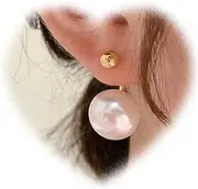 [W WEILIRIAN] Boho Pearl Ear Jacket Earrings Gold Pearl Drop Earrings Vintage Pearl Wedding Earrings Two Way Front Back Earrings Jewellery for Girls Women, Das tatsächliche Objekt hat Vorrang, Alloy