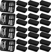 Coume 24 Sets Nail Kit Manicure Set Bulk with Zipper Professional Nail Clippers 8 in 1 Stainless Steel Nail Care Tools with Luxurious Travel Case Gifts for Men Women Friends Colleagues (Black)