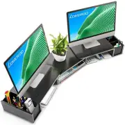 Dual Monitor Stand Laptop Stand with Storage Accessories Slots Length and Angle