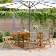Garden Dining Set Table and Chairs 7 Piece Poly Rattan and Solid Wood vidaXL
