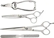 TAMSCO Grooming Set Of 4, (B-622, B-566, M-275, B-2520) Zipper Case Japanese Stainless Steel Thinning Shear with 14 Teeth Blades hear with Classical Design Pedicure Set