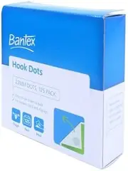 Bantex Self Adhesive Hook Fastener Dots 22mm (Hook Only) White Dispenser Pack of 125 [Item No. 100851738]