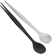 Abaodam 2pcs Stainless Steel Tasting Spoon and Tongs Versatile Chef Tools for Cooking Plating and Seasoning Precision Engineered for Accurate Measurements and Minimal Waste Sleek Design