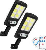 Led Solar Street Lights Outdoor, 2 Pack 120 Led Remote Control Solar Parking Lig