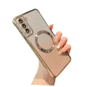 Clear Magnetic Case for Samsung Galaxy S21 FE 5G with Gradient Glitter