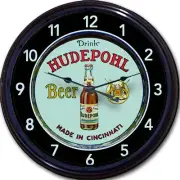 Hudepohl Brewing Co Beer Tray Wall Clock Cincinnati Ohio Ale Lager Man Cave 10"
