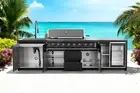 Adbo World Natural Gas 6 Burners BBQ with Side Burner , Fridge, Sink