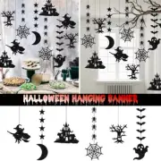 6X Halloween Hanging Banner Ghost Spider Witch Bat Ornament Pendant Decoration