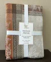 Benson Mills Tablecloth Jacquard Fall Floral Beige Rust 60”x120”