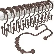 Gorilla Grip Shower Curtain Hooks, Stainless Steel Rust Resistant Easy Install Rings Set of 12, Decorative Ring for Bathroom Hanging Rods, Friction Free Metal Hook Bath Room Accessory, Polished Bronze