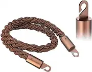 Stanchion Rope, 2/13Ft Crowd Control Barrier Rope,Queue Line Rope,Brown Braided Hemp Rope Barriers with Stainless Steel Hooks, Twisted Stanchion Rope for Crowd Control-Brown||13ft/400cm(11ft/335cm)