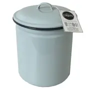 Dishy Enamel Storage Can with Lid in Duck Egg Blue