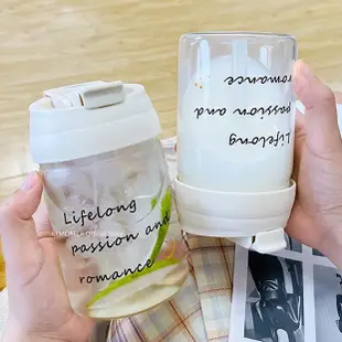 韓國玻璃杯吸管帶蓋牛奶杯杯水杯女士茶雙水杯