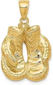 [JewelryWeb] Gold Solid Polished Boxing Gloves Pendant Necklace