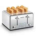 Stainless Steel Toaster 4 Slice, with Extra Wide Slots for Bagels, Removable ...