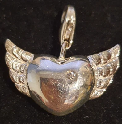 NEW Thomas Sabo Sterling Silver Winged Heart Charm Pendant DC003 Diamond SS925