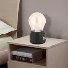 (Black) Creative Retro LED Night Light USB Rechargeable Bedside Desk Bulb