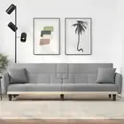 Sofa Bed Light Grey Fabric Adjustable Backrest USB Cup Holders Comfortable 51869