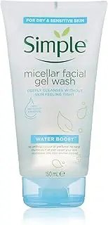 Simple Facial Gel Wash Cleanser, Water Boost Micellar For Dry Or Sensitive Skin, 5 Ounce (Pack Of 6)