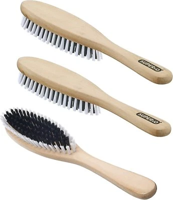 Superio Clothing Brush Sturdy Bristles Durable Wood Handle, Lint Remover -3 Pack