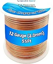 99.9% Solid Bare Copper Wire(12 Gauge, 2.05MM), Dead Soft, 1 Pound Spool Pure Copper Wire for Crafts, Electroculture Gardening, Jewelry Making