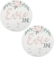 SUPVOX Newborn Announcement Sign Wooden Birth Sign Prop Round Shape for Shower Decor