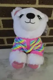Build a Bear Playful Polar Bear 14" long-Rainbow Stripe Sleeper