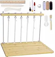 Bookbinding Sewing Frame Set,Hand Make Bookbinding kits,includes Bone Folder, Paper Creaser, Awl, Curved Needles, Waxed Thread, Glue Brush, and Bookbinding Supplies for Handmade Books