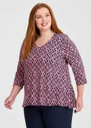 [TS] Taking Shape Ikat Peplum Luna Top Size 26 in Dark Indigo / Pink - Plus Size Women's Sale Dark Indigo / Pink