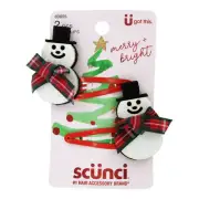 Scunci U Got This Merry + Bright Christmas Snowmen Hair Snap Clips, 2-Pieces
