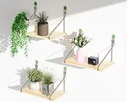 Floating Shelves Set of 3 Rustic Solid Wood Floating Shelf Wall Storage Shelves for Living Room, Bedroom, Bathroom, Kitchen