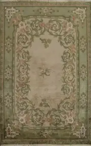 Floral Modern Nepalese Soft Plush Wool 4x5 Area Rug Hand-knotted Oriental Carpet