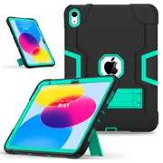 MCC Stylish Shockproof iPad 10.9" 10th Gen 2022 Case Cover Kids Apple 10 [Black+Light Blue]