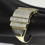 1.40Ct Round Cut Tester Pass Moissanite 14K Yellow Gold Plated Mens Classic Ring