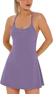 [Ewedoos] Womens Tennis Dress, Workout Dress with Built-in Bra & Shorts Pockets Exercise Dress for Golf Athletic Dresses for Women