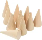 NUOBESTY Unfinished Wood Craft Cones 10pcs DIY Cone Ornaments for Jewelry Display Custom Projects