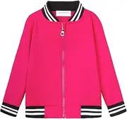[Mud Kingdom] Kids Jackets Quick Dry Baseball Jacket Stripe Stand Up Collar Sports Outerwear for Boys Girls Zip Up Tops