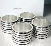 Vera Wang Wedgwood With Love Noir Napkin Rings 4 PC Black Enamel Silverplate New