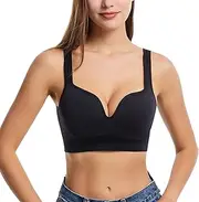 [Generic] Women's Push up Bra Womens No Steel Ring Underwear Sexy Big Open Back Beautiful Back U Shaped Bra Summer Ultra Thin Bud Bra Bandeau Bra with Support
