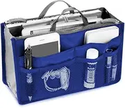 [Fxvhojq] Organizer Insert Bag Polyester,Purse Organizer Insert, Handbag & Tote, Travel, Cosmetic Bag, 20L Large Capacity Cosmetic Liner Bag, for Travel Business Cosmetic Makeup Storage(Blue)