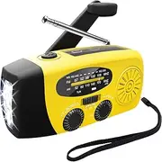 Emergencies Hand Crank Radio, Battery Powered Survival Radio with Flashlight, Portable Solar Weather Radio for Hiking Fishing Camping Picnic