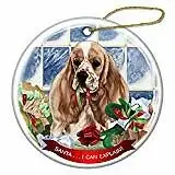 Parti Cocker Spaniel Buff Dog Porcelain Ornament 'Santa. I Can Explain!'